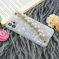 قاب محافظ لنزدار ماربل هولدر دستی مرواریدی iPhone 11