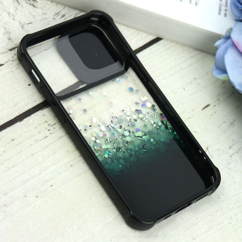 قاب محافظ لنزدار کشویی اکلیلی شفاف آیفون iPhone 12 Mini مشکی