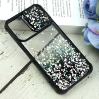 قاب محافظ لنزدار کشویی اکلیلی شفاف آیفون iPhone 12 Mini مشکی
