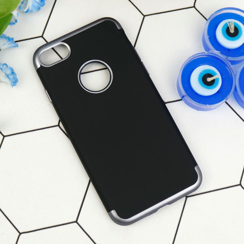 قاب ژله ای مات iPhone 7/8 مشکی دور نقره ای