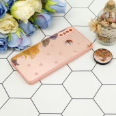 قاب محافظ لنزدار آینه ای + پاپ سوکت طرح قلب صورتی Samsung Galaxy A20s