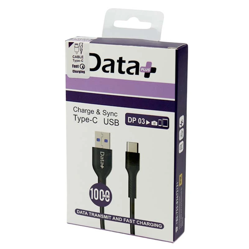 کابل تایپ سی فست شارژ 2.4 آمپر دیتا پلاس DP 03 طول 1 متر