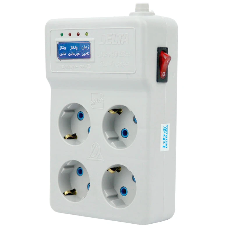 محافظ برق صوتی تصویری 4 خانه ارت دار دلتا با کابل 3 متری Delta D102