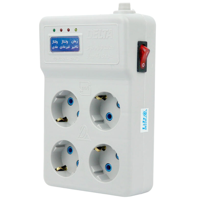 محافظ برق صوتی تصویری 4 خانه ارت دار دلتا با کابل 3 متری Delta D102