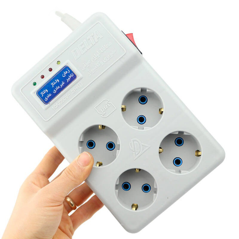 محافظ برق صوتی تصویری 4 خانه ارت دار دلتا با کابل 3 متری Delta D102