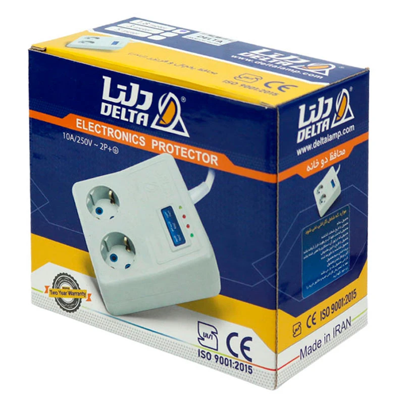 محافظ برق یخچال و فریزر 2 خانه ارت دار دلتا با کابل 1٫8 متری Delta D105