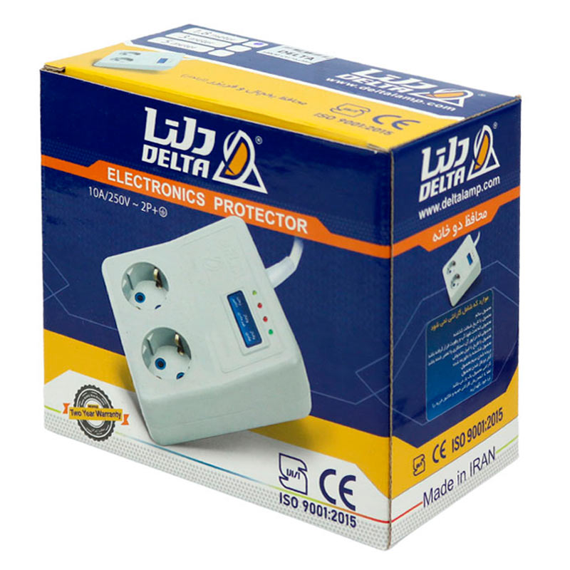 محافظ برق یخچال و فریزر 2 خانه ارت دار دلتا با کابل 1٫8 متری Delta D105