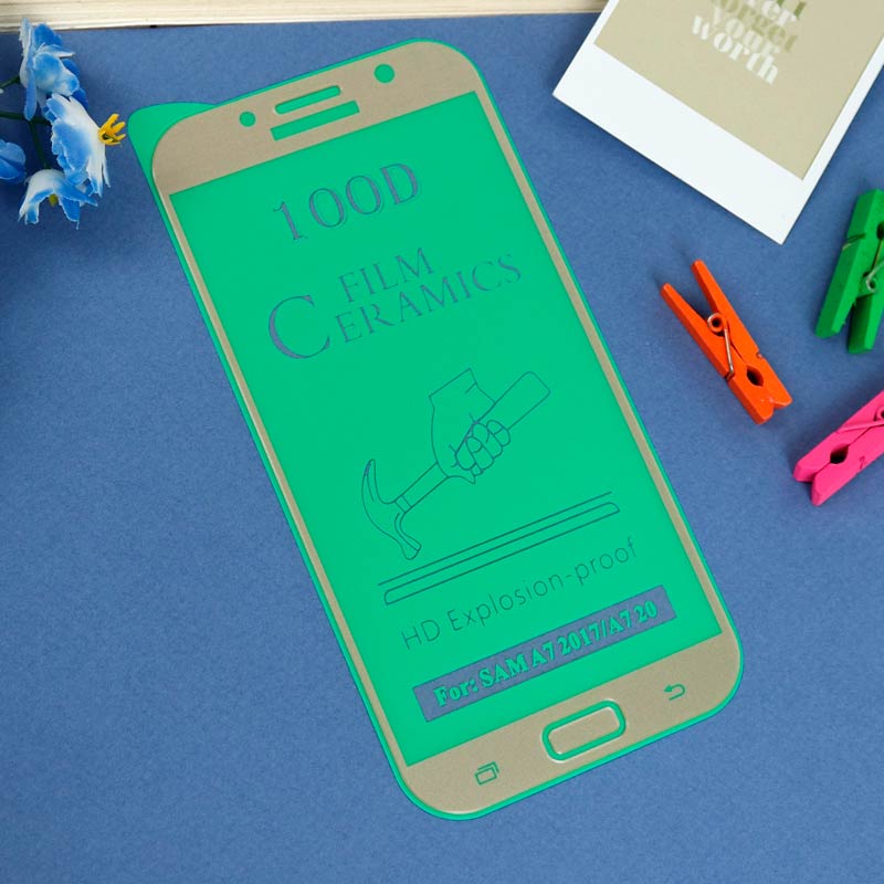 گلس سرامیکی براق Samsung Galaxy A7 2017 طلایی