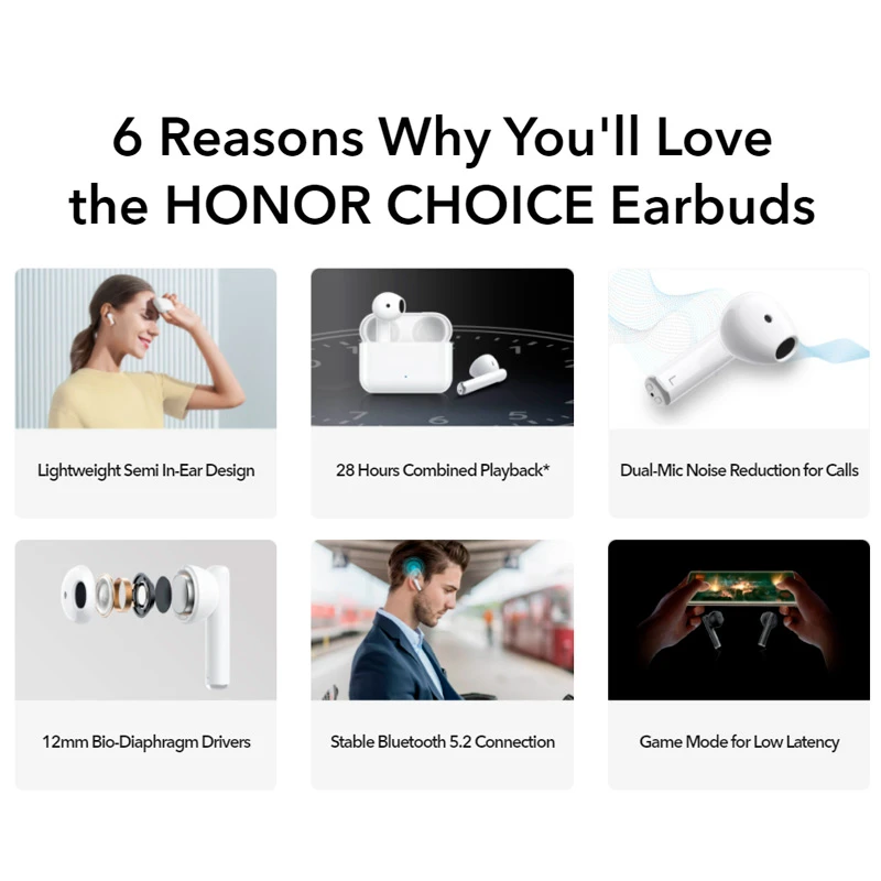 هندزفری بلوتوث دو تایی Honor Choice Earbuds X ALD-00