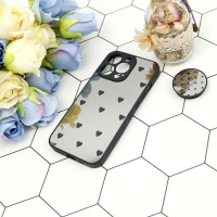قاب محافظ لنزدار آینه ای + پاپ سوکت طرح قلب مشکی iPhone 13 Pro