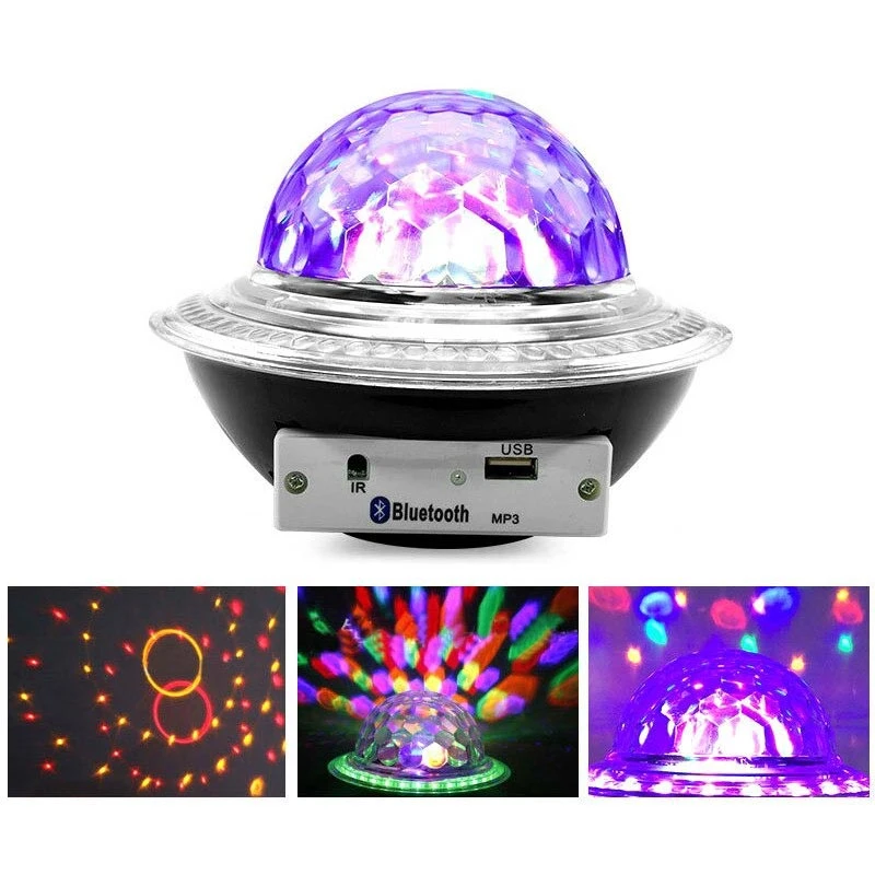 رقص نور اسپیکر دار UFO Crystal Magic Ball + ریموت کنترل کد 2