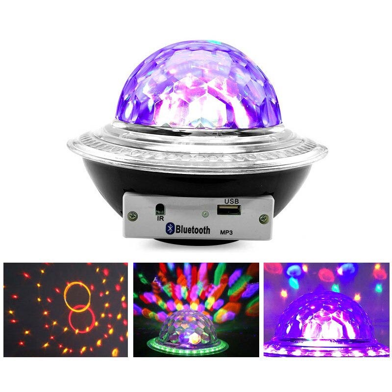 لامپ LED اسپیکر دار بلوتوثی و فلش خور UFO Crystal Magic Ball 18W + ریموت کنترل