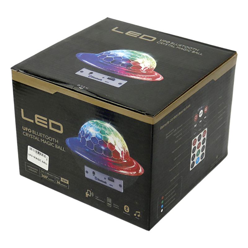 لامپ LED اسپیکر دار بلوتوثی و فلش خور UFO Crystal Magic Ball 18W + ریموت کنترل