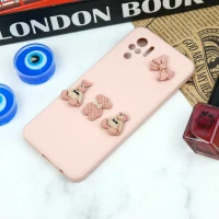 قاب سیلیکونی عروسکی محافظ لنزدار طرح خرسی صورتی Xiaomi Redmi Note 10