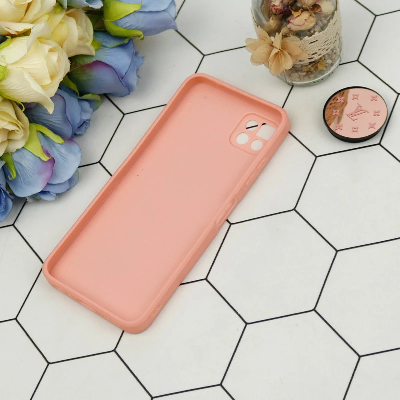 قاب محافظ لنزدار آینه ای + پاپ سوکت طرح LV صورتی Samsung Galaxy A22 5G