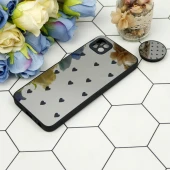 قاب محافظ لنزدار آینه ای + پاپ سوکت طرح قلب مشکی Samsung Galaxy A22 5G