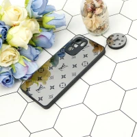 قاب محافظ لنزدار آینه ای + پاپ سوکت طرح LV مشکی Xiaomi Poco F3