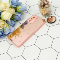 قاب محافظ لنزدار آینه ای + پاپ سوکت طرح قلب صورتی Xiaomi Poco F3