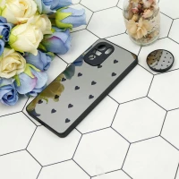 قاب محافظ لنزدار آینه ای + پاپ سوکت طرح قلب مشکی Xiaomi Poco F3