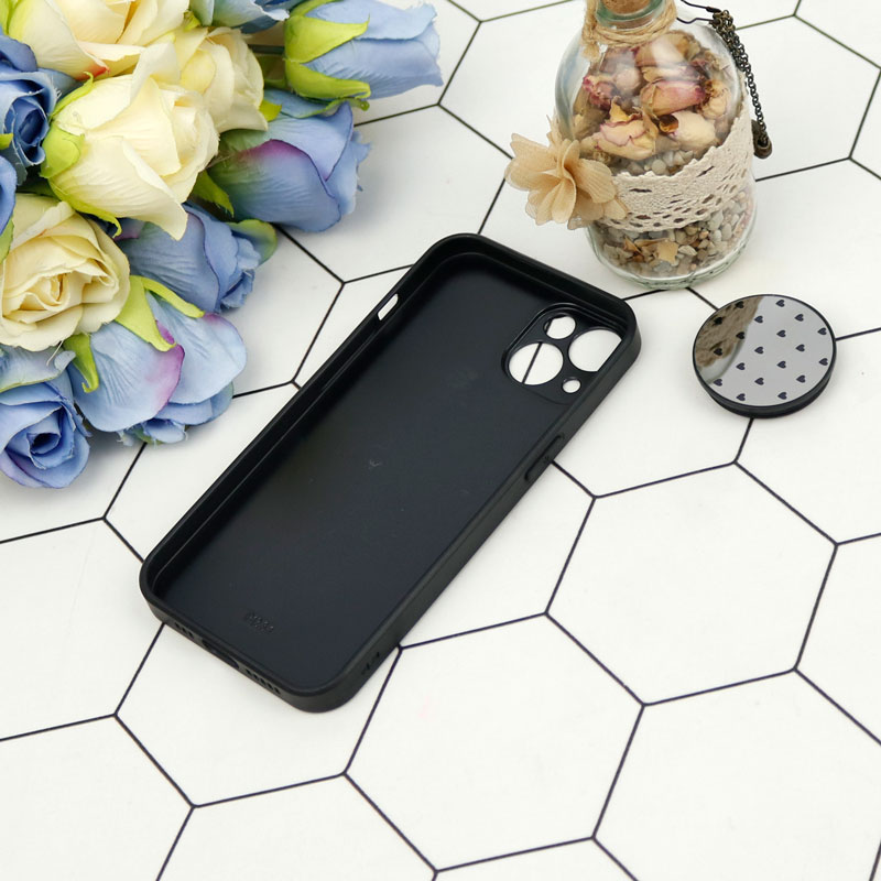 قاب محافظ لنزدار آینه ای + پاپ سوکت طرح قلب مشکی iPhone 13