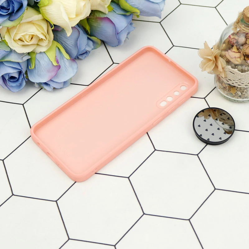 قاب محافظ لنزدار آینه ای + پاپ سوکت طرح قلب صورتی Samsung Galaxy A30s/A50s
