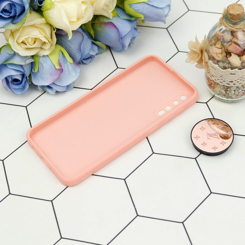 قاب محافظ لنزدار آینه ای + پاپ سوکت طرح Lv صورتی Samsung Galaxy A30s/A50s