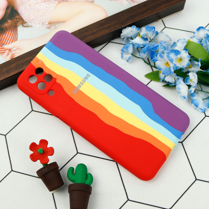 قاب محافظ لنزدار سیلیکونی اورجینال رنگین کمانی Samsung Galaxy A12