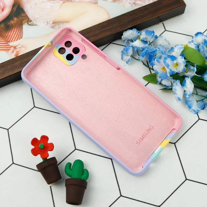 قاب محافظ لنزدار سیلیکونی اورجینال رنگین کمانی Samsung Galaxy A12