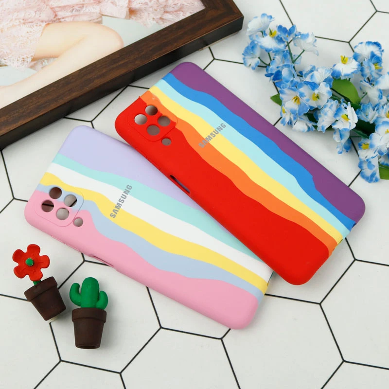 قاب محافظ لنزدار سیلیکونی اورجینال رنگین کمانی Samsung Galaxy A12