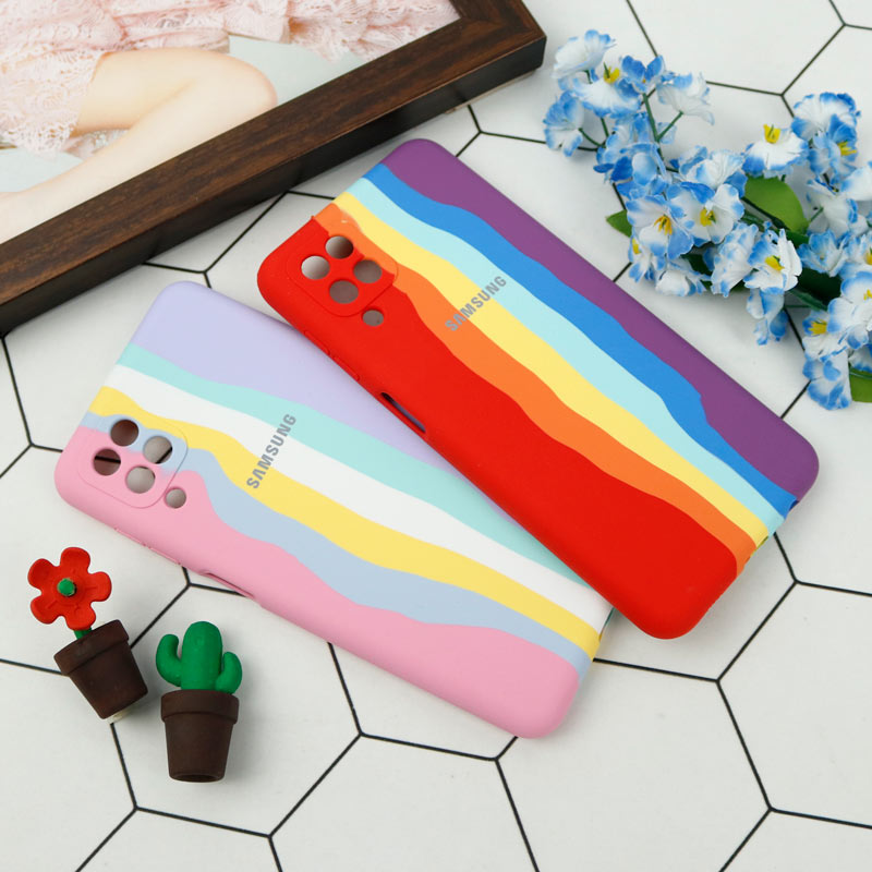 قاب محافظ لنزدار سیلیکونی اورجینال رنگین کمانی Samsung Galaxy A12