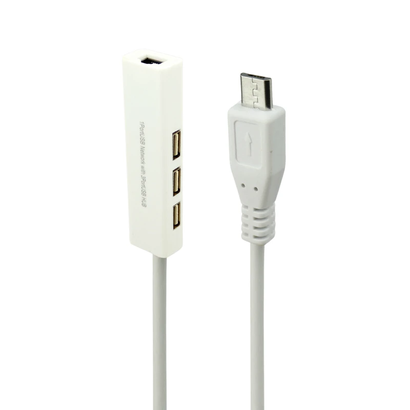 کابل تبدیل شبکه MicroUSB To LAN + هاب USB2.0 3Ports