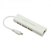 کابل تبدیل شبکه MicroUSB To LAN + هاب USB2.0 3Ports