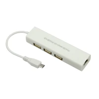 کابل تبدیل شبکه MicroUSB To LAN + هاب USB2.0 3Ports