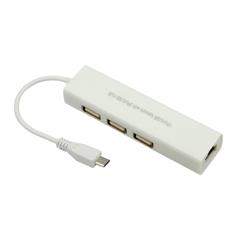 کابل تبدیل شبکه MicroUSB To LAN + هاب USB2.0 3Ports