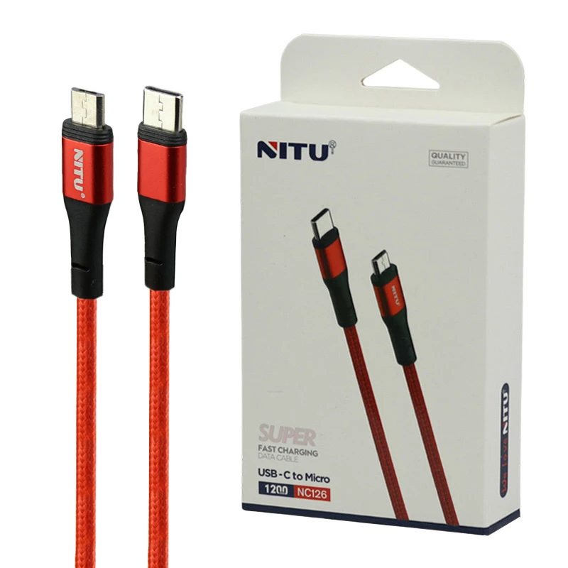 کابل تایپ سی به میکرو یو اس بی فست شارژ 2.4 آمپر نیتو NC126 طول 1.2 متر
