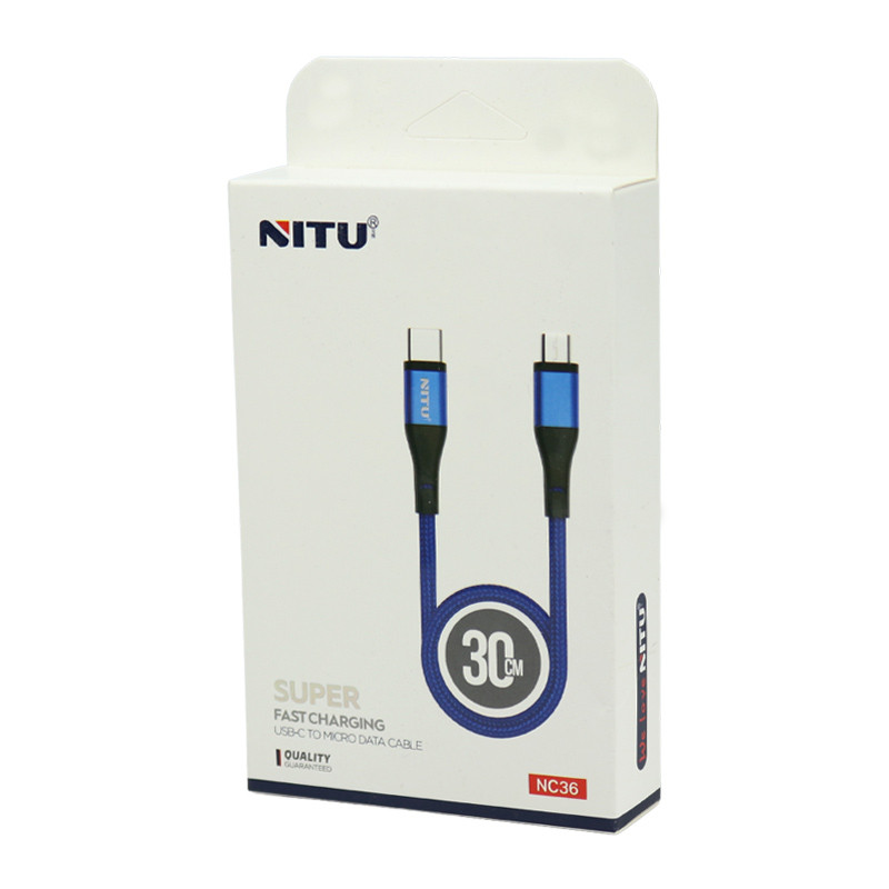 کابل کوتاه فست شارژ Nitu NC36 Type-C to MicroUSB 2.4A 30cm