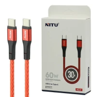 کابل کوتاه فست شارژ Nitu NC37 Type-C to Type-C 60W 30cm