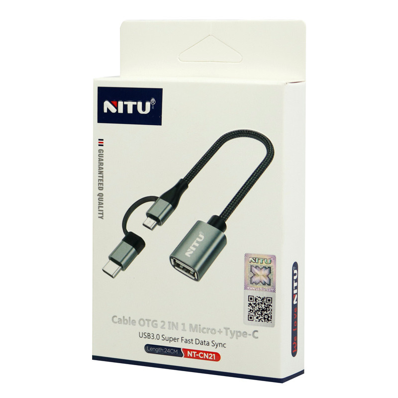 کابل تبدیل Nitu NT-CN21 OTG USB To MicroUSB / Type-C