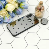 قاب محافظ لنزدار آینه ای + پاپ سوکت طرح قلب مشکی Samsung Galaxy A10s