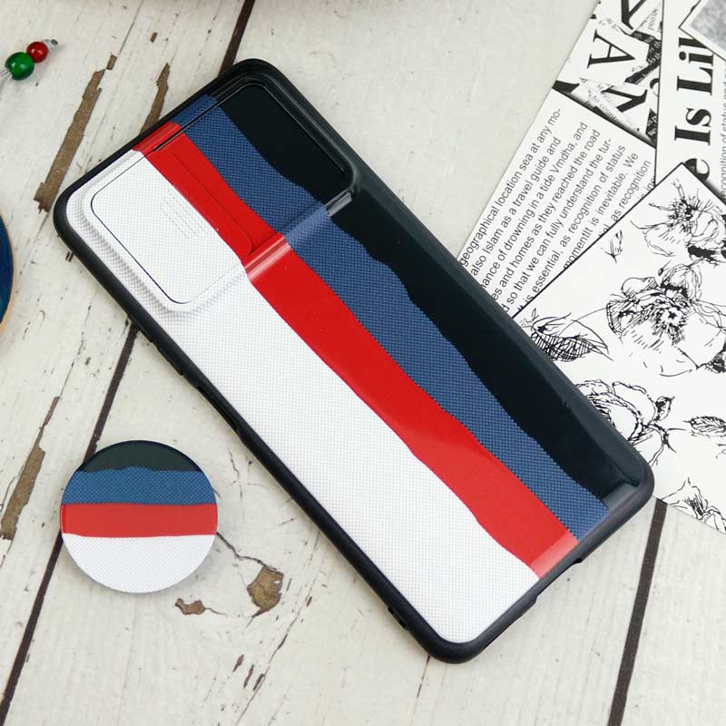 قاب طرحدار محافظ لنزدار کشویی + پاپ سوکت Xiaomi Poco F3 سری D