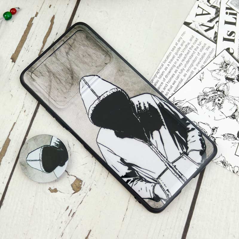 قاب طرحدار محافظ لنزدار کشویی + پاپ سوکت Xiaomi Poco F3 سری D
