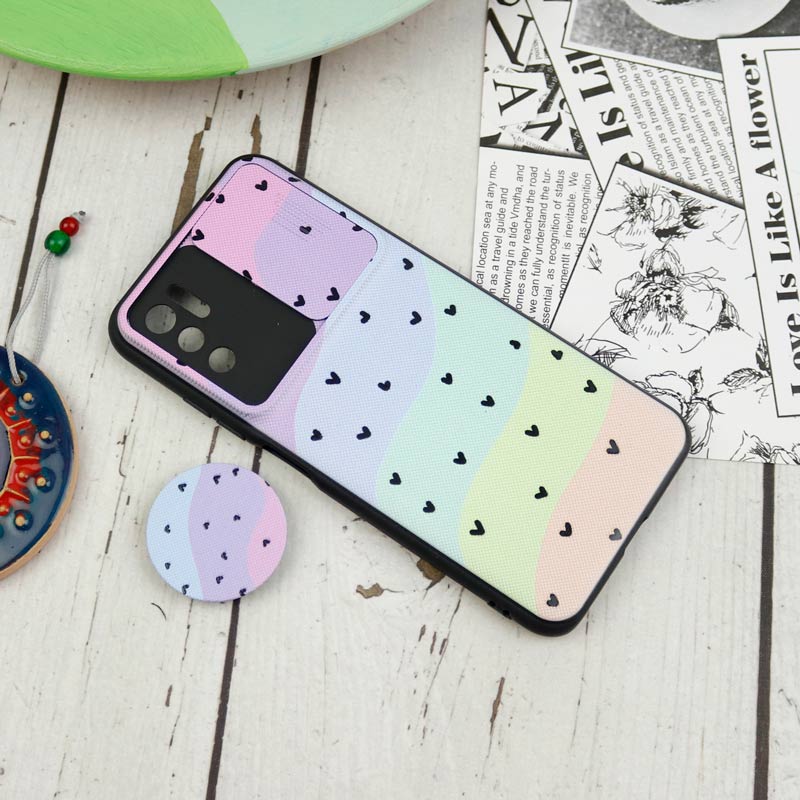 قاب طرحدار محافظ لنزدار کشویی + پاپ سوکت Xiaomi Poco M3 Pro سری D