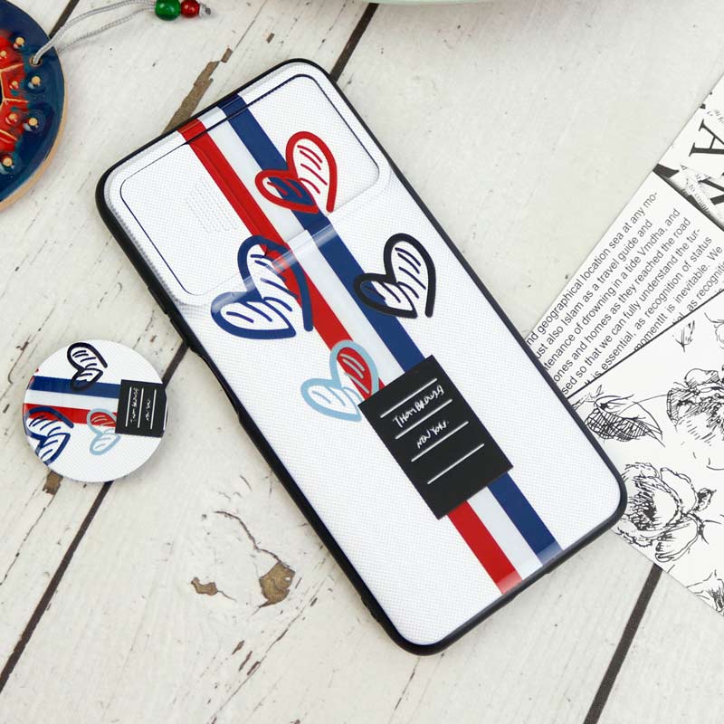 قاب طرحدار محافظ لنزدار کشویی + پاپ سوکت Xiaomi Poco M3 سری D