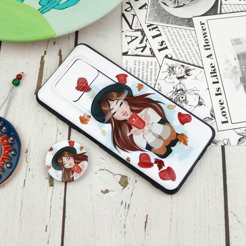 قاب طرحدار محافظ لنزدار کشویی + پاپ سوکت Xiaomi Poco X3 سری D