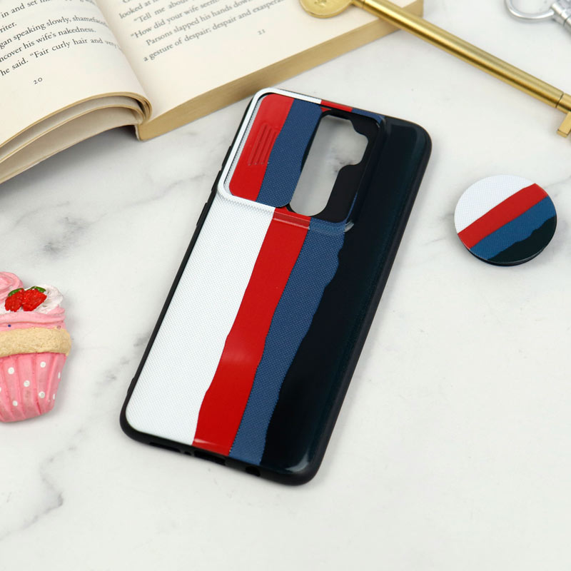 قاب طرحدار محافظ لنزدار کشویی + پاپ سوکت Xiaomi Redmi Note 8 Pro سری D
