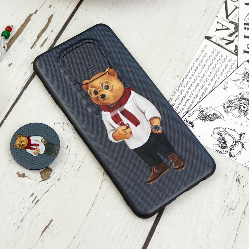 قاب طرحدار محافظ لنزدار کشویی + پاپ سوکت Xiaomi Redmi Note 9s سری D