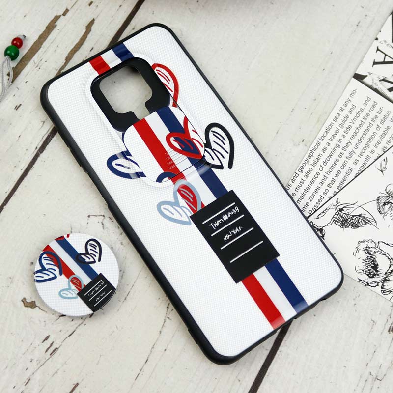 قاب طرحدار محافظ لنزدار کشویی + پاپ سوکت Xiaomi Redmi Note 9s سری D