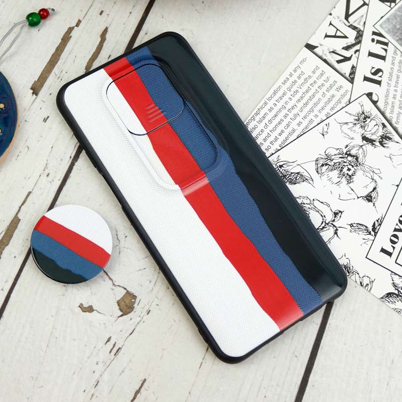 قاب طرحدار محافظ لنزدار کشویی + پاپ سوکت Xiaomi Redmi Note 9s سری D