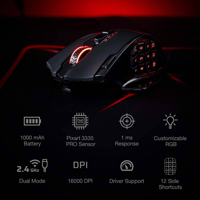 موس بی سیم گیمینگ Redragon Impact Elite M913