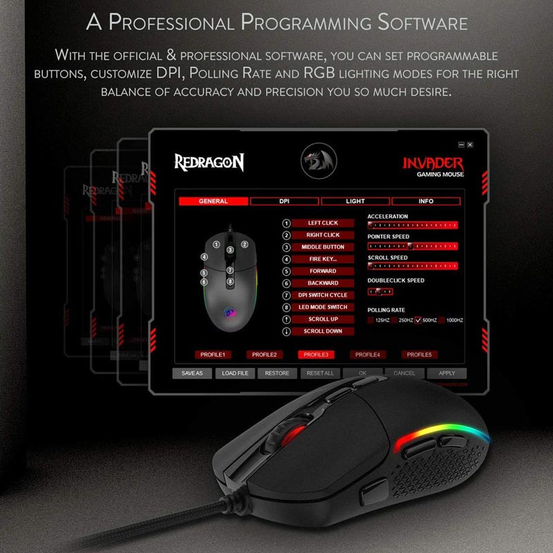 موس گیمینگ Redragon Invader M719-RGB